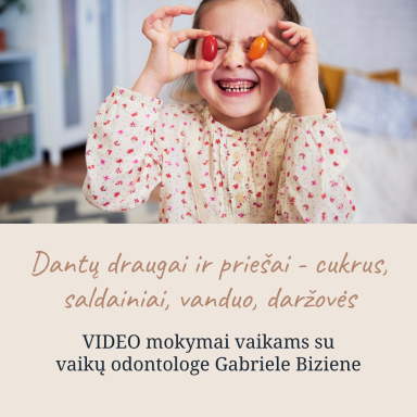 Dantų draugai ir priešai - cukrus, saldainiai, vanduo, daržovės (Vaikams)