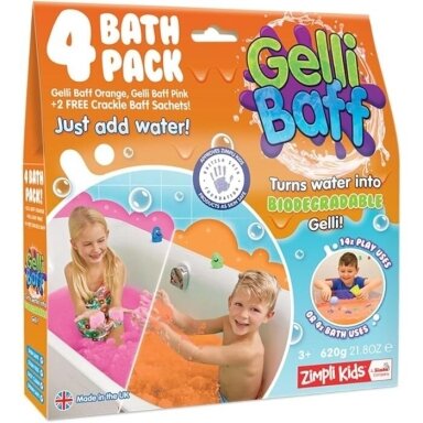Zimpli Kids Gelli Baff Orange & Pink 600 g – spalvingas želė vonios žaidimas vaikams, 4 pakuotės Zimpli Kids Gelli Baff Orange & Pink 600 g – spalvingas želė vonios žaidimas vaikams, 4 pakuotės