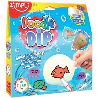Zimpli kūrybinis piešimo ir laikinų tatuiruočių rinkinys „Doodle N Dip“ Zimpli kūrybinis piešimo ir laikinų tatuiruočių rinkinys „Doodle N Dip“