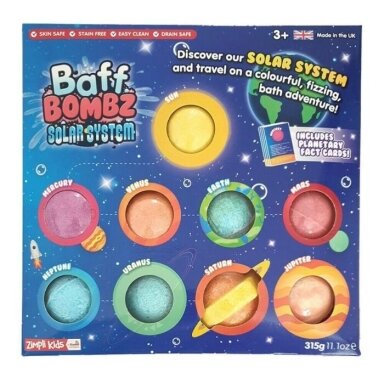 Zimpli vonios bombų rinkinys „Saulės sistema“, 9 vnt. (9 x 35g) Zimpli vonios bombų rinkinys „Saulės sistema“, 9 vnt. (9 x 35g)